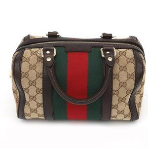 Gucci GG Canvas Small Web Boston Bag